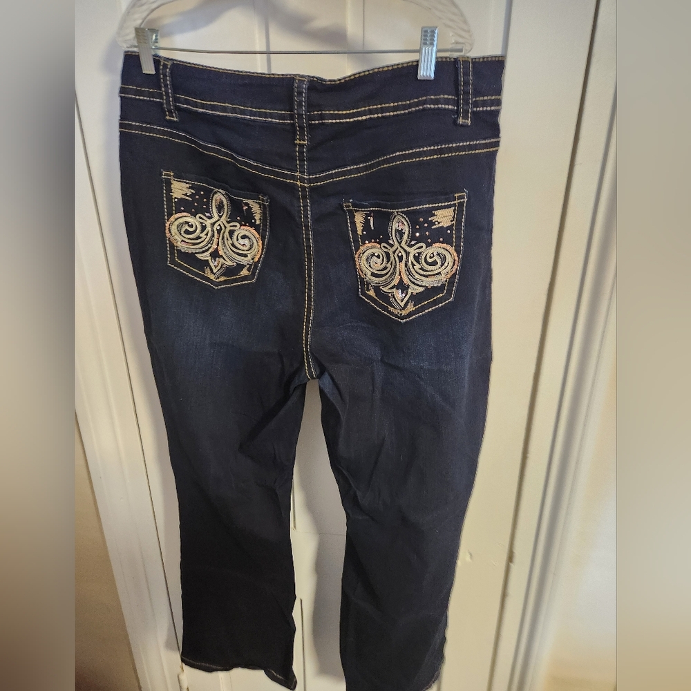 Lane Bryant Dark Blue Jewel Flare Jeans Size 18 - Picture 4 of 6